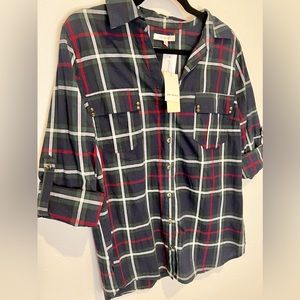 Stitch Fix Skies Are Blue Deon Stud Plaid Top XL